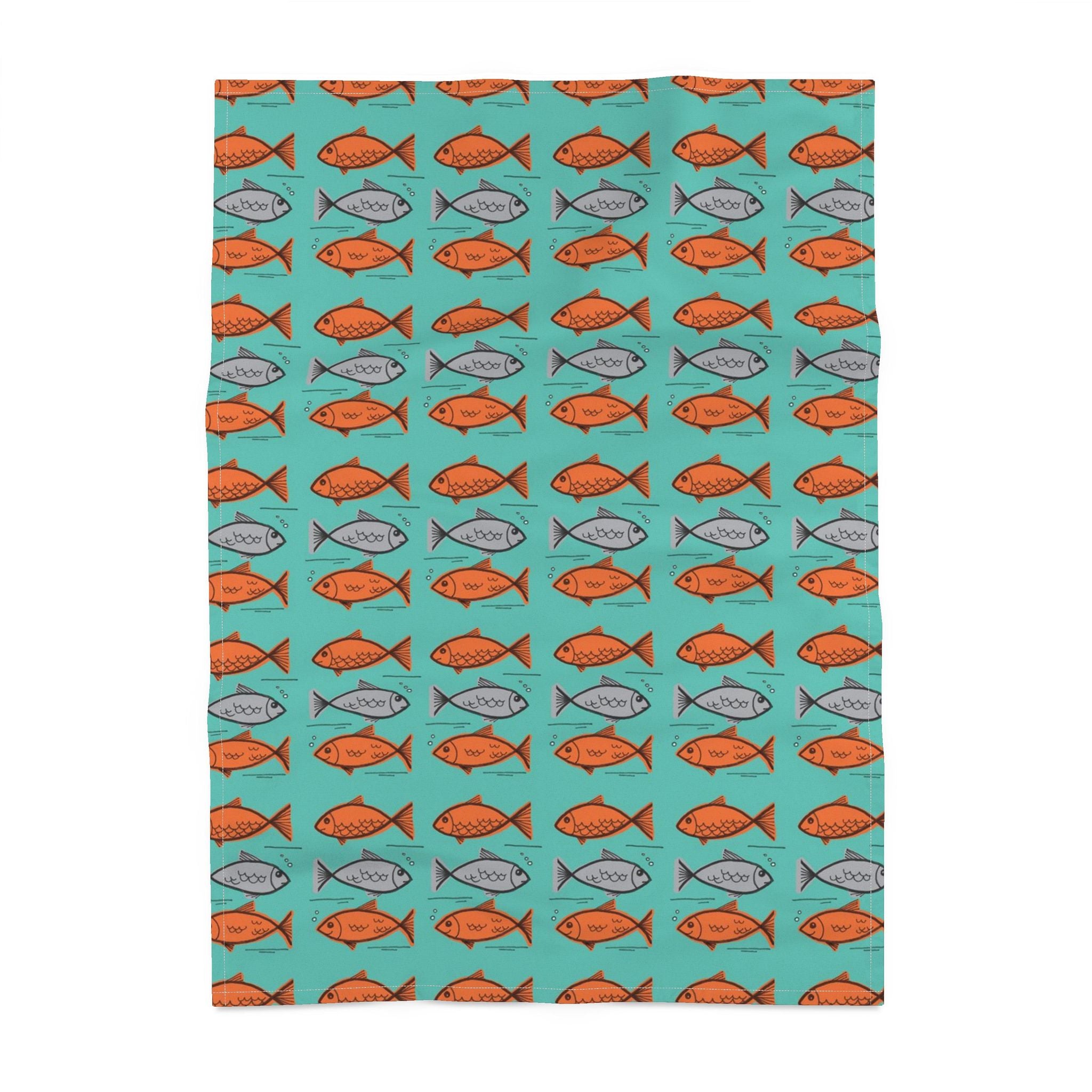 Bright Coastal Kitchen Decor | Bold Fish Print Tea Towel 🐟